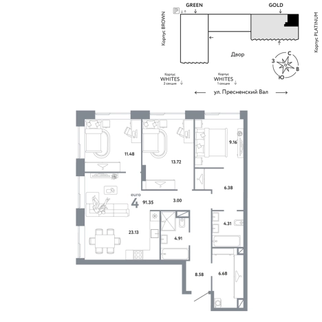 Купить четырехкомнатную квартиру в ЖК Republic в Москве. Вариант № 10441329, 0, площадь -  квм, цена 71887400 рублей