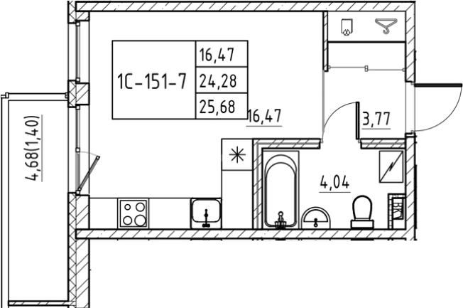Купить Студию в ЖК Энфилд в Ленинградской области. Вариант № 7830548, 0, площадь -  квм, цена 4668624 рублей