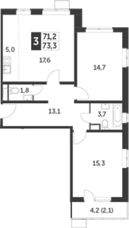 Купить трехкомнатную квартиру в Видном. Вариант № 9836953, 0, площадь -  квм, цена 17310080 рублей
