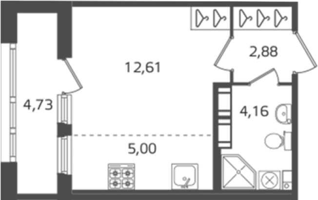 Купить Студию у метро Выборгская в Санкт-Петербурге. Вариант № 6241543, 0, площадь -  квм, цена 9219100 рублей