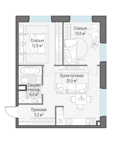 Купить квартиру в ЖК Белый Grad в Мытищах. Вариант № 166202, 0, площадь -  квм, цена 12170000 рублей