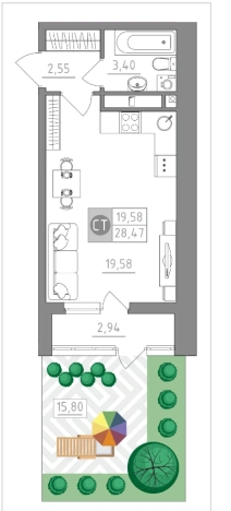 Купить Студию в новостройках в Тульской области. Вариант № 71798, 0, площадь -  квм, цена 3244726 рублей