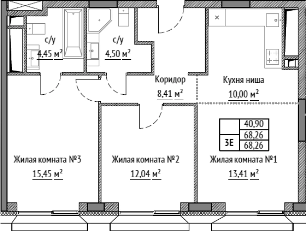 . Вариант № 185105, 0, площадь - 68.26 квм, цена 32284800 рублей