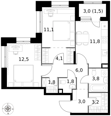 Купить двухкомнатную квартиру у метро Саларьево в Москве. Вариант № 9693193, 0, площадь -  квм, цена 21591780 рублей