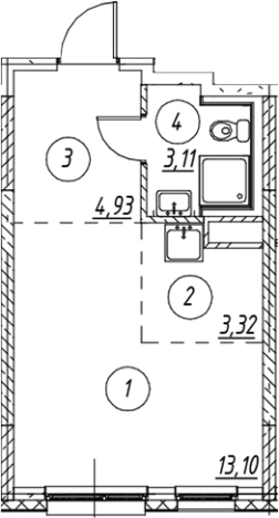 Купить Студию у метро Девяткино в Мурине. Вариант № 7253127, 0, площадь -  квм, цена 5404315 рублей