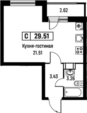 Купить Студию на улице Екатерининская в Мурине. Вариант № 8062358, 0, площадь -  квм, цена 5995063 рублей