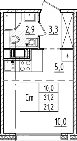 Купить Студию в новостройках у метро Ладожская в Санкт-Петербурге. Вариант № 6244559, 0, площадь -  квм, цена 7791084 рублей