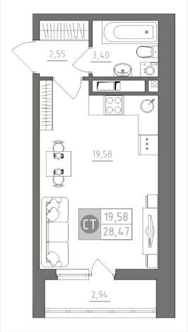 Купить Студию в Тульской области. Вариант № 77998, 0, площадь -  квм, цена 3187786 рублей