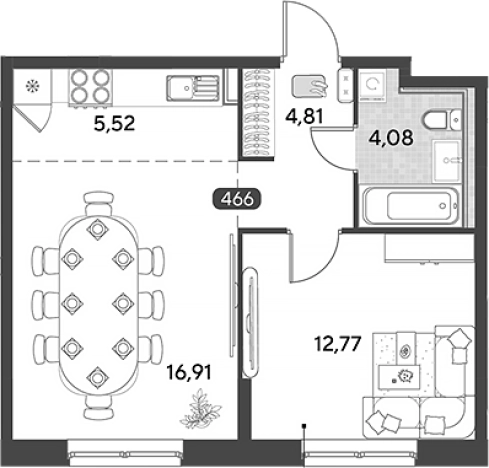 Купить двухкомнатную квартиру в новостройках в Калужской области. Вариант № 120473, 0, площадь -  квм, цена 5522008 рублей