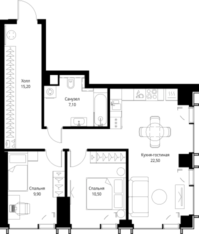 Купить двухкомнатную квартиру в новостройках в ЖК VEER в Москве. Вариант № 5846304, 0, площадь - квм, цена 33512800 рублей