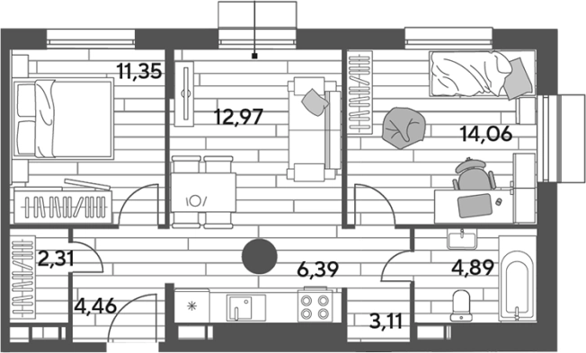 . Вариант № 126998, 0, площадь - 59.54 квм, цена 8556612 рублей
