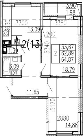 Купить двухкомнатную квартиру у метро Девяткино в Ленинградской области. Вариант № 9095607, 0, площадь -  квм, цена 9126800 рублей