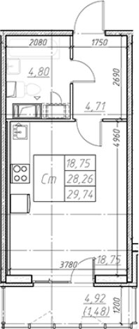 Купить Студию на улице Оборонная в Мурине. Вариант № 6851795, 0, площадь -  квм, цена 5579663 рублей