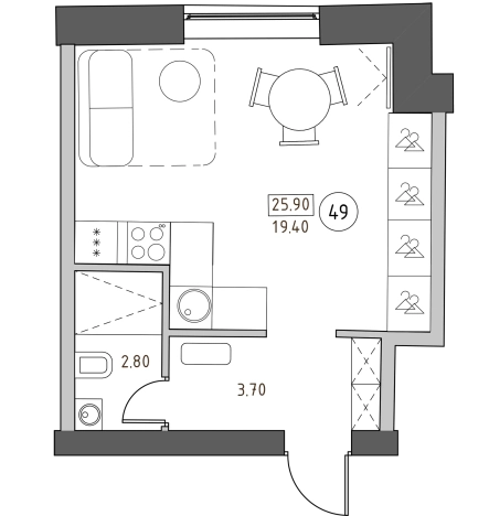 Купить Студию у метро Нарвская в Санкт-Петербурге. Вариант № 7853789, 0, площадь -  квм, цена 8835000 рублей