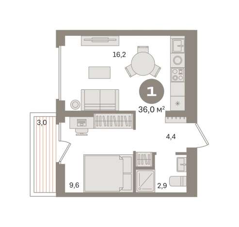 Купить однокомнатную квартиру в новостройках в Видном. Вариант № 8587556, 0, площадь - квм, цена 7760000 рублей