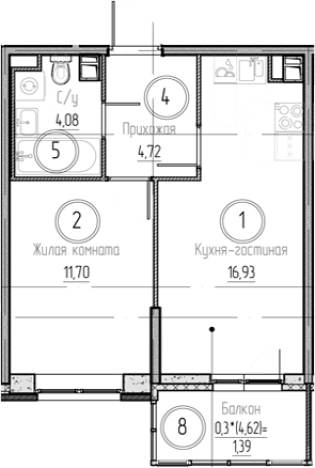Купить двухкомнатную квартиру на улице Рябиновая роща в Всеволожске. Вариант № 8930891, 0, площадь -  квм, цена 5689250 рублей