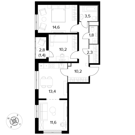 . Вариант № 9838414, 0, площадь - 70.5 квм, цена 16504050 рублей