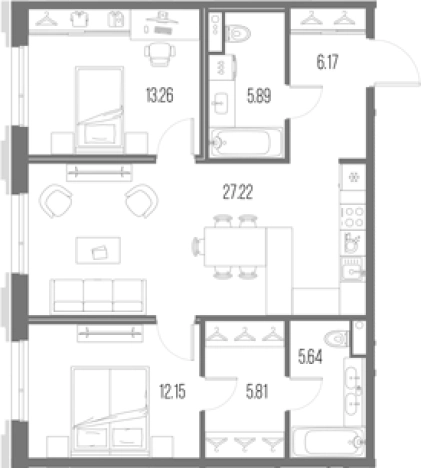 Купить трехкомнатную квартиру в ЖК Legenda Васильевского в Санкт-Петербурге. Вариант № 4837735, 0, площадь -  квм, цена 30452954 рублей