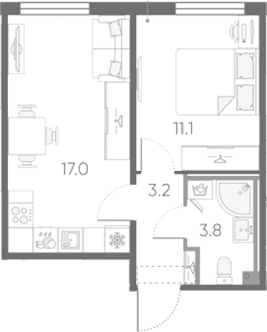 Купить двухкомнатную квартиру на улице проспект Большевиков в Санкт-Петербурге. Вариант № 7257989, 0, площадь -  квм, цена 8933406 рублей