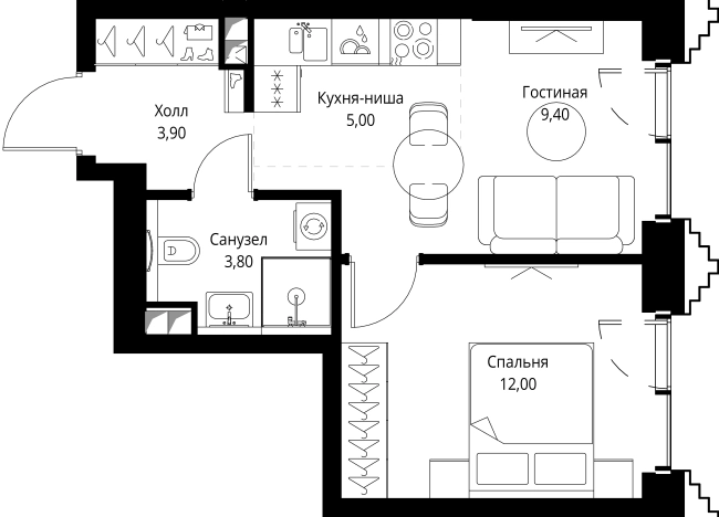 Купить однокомнатную квартиру в новостройках у метро Давыдково в Москве. Вариант № 480508, 0, площадь -  квм, цена 24381500 рублей