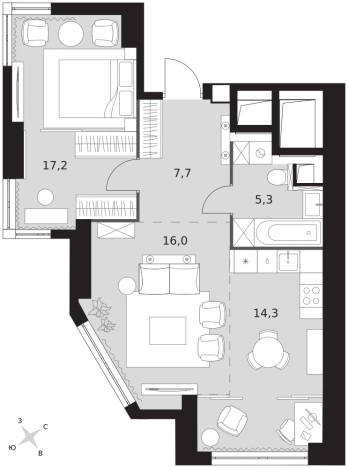 . Вариант № 138218, 0, площадь - 60.5 квм, цена 38453800 рублей