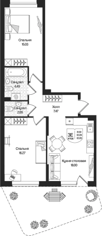 Купить трехкомнатную квартиру у метро Парнас в Ленинградской области. Вариант № 7261465, 0, площадь -  квм, цена 14611898 рублей