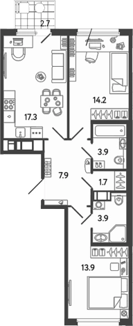 . Вариант № 6252207, 0, площадь - 62.8 квм, цена 20061111 рублей