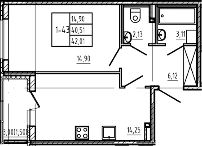 Купить однокомнатную квартиру в новостройках у метро Парнас в Сертолове. Вариант № 6963522, 0, площадь -  квм, цена 7771850 рублей