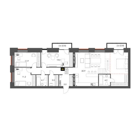 Купить трехкомнатную квартиру в Микрорайоне 5-й в Вологде. Вариант № 110630, 0, площадь -  квм, цена 20267110 рублей