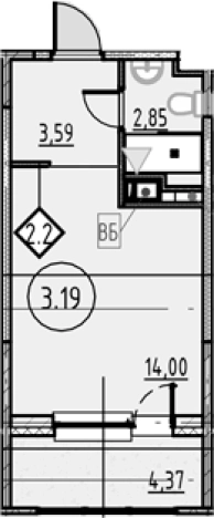 Купить Студию в новостройках у метро Обухово в Санкт-Петербурге. Вариант № 4163133, 0, площадь -  квм, цена 5812357 рублей