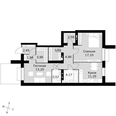 Купить двухкомнатную квартиру в Одинцове. Вариант № 112060, 0, площадь -  квм, цена 16492241 рублей