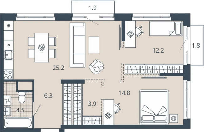 Купить двухкомнатную квартиру в ЖК Жилой комплекс "Scala city" в Пензе. Вариант № 95645, 0, площадь -  квм, цена 9884000 рублей