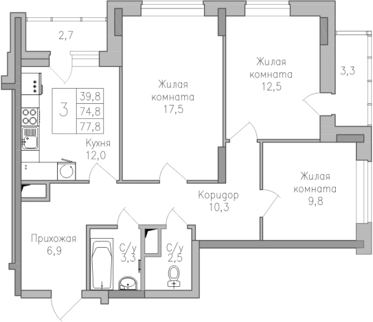 Купить трехкомнатную квартиру в Воронеже. Вариант № 989982, 0, площадь -  квм, цена 8050000 рублей
