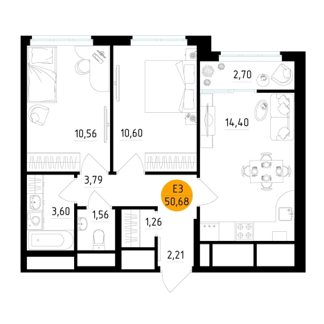 Купить квартиру в новостройках в ЖК Смарт квартал «Центральный» в Рязани. Вариант № 154165, 0, площадь -  квм, цена 6840280 рублей
