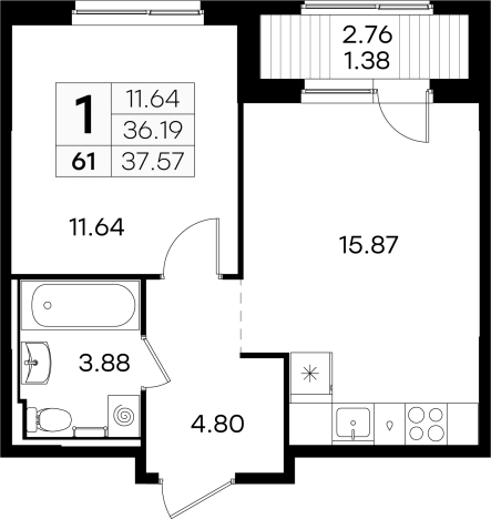 Купить однокомнатную квартиру в ЖК GloraX Новинки в Нижегородской области. Вариант № 137662, 0, площадь -  квм, цена 5109999 рублей