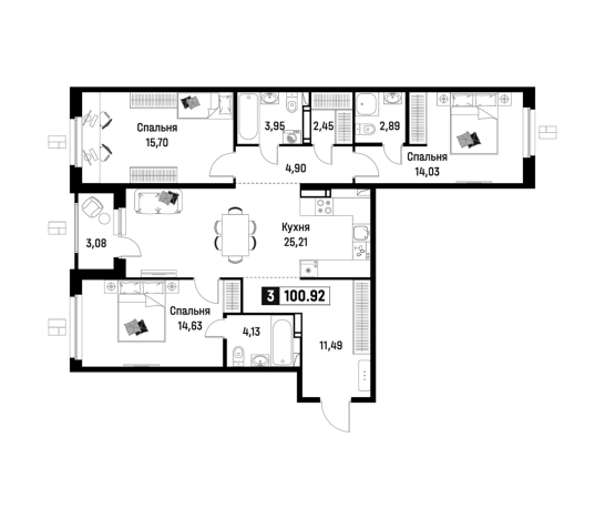 Купить многокомнатную квартиру в Всеволожске. Вариант № 6866568, 0, площадь -  квм, цена 16935335 рублей