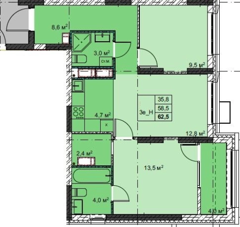 Купить трехкомнатную квартиру в ЖК Футурист в Владивостоке. Вариант № 1140697, 0, площадь -  квм, цена 13606250 рублей