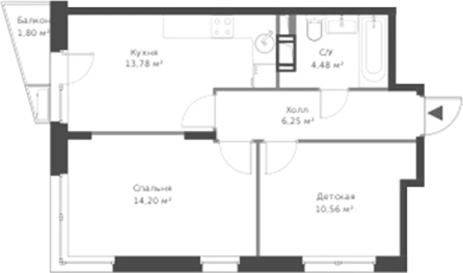 Купить двухкомнатную квартиру у метро Парнас в Сертолове. Вариант № 6057337, 0, площадь -  квм, цена 7948807 рублей