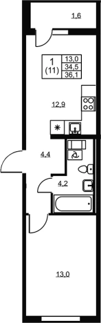 Купить однокомнатную квартиру в ЖК Ермак в Ленинградской области. Вариант № 6609962, 0, площадь -  квм, цена 5135100 рублей
