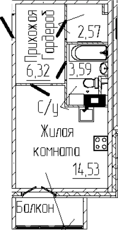 . Вариант № 6057044, 0, площадь - 27.01 квм, цена 5800344 рублей