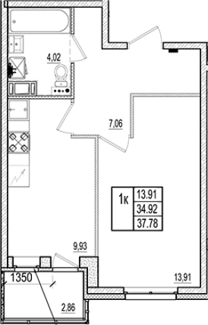 Купить однокомнатную квартиру в Коммунаре. Вариант № 6963967, 0, площадь -  квм, цена 5706950 рублей