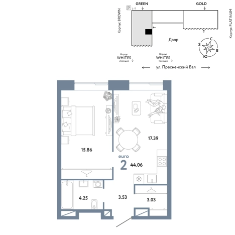 Купить двухкомнатную квартиру в ЖК Republic в Москве. Вариант № 10442038, 0, площадь -  квм, цена 44453400 рублей