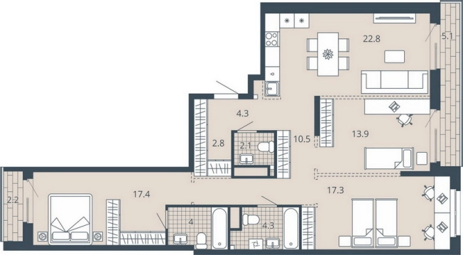 Купить трехкомнатную квартиру в новостройках в ЖК Жилой комплекс "Scala city" в Пензе. Вариант № 95317, 0, площадь -  квм, цена 14350500 рублей