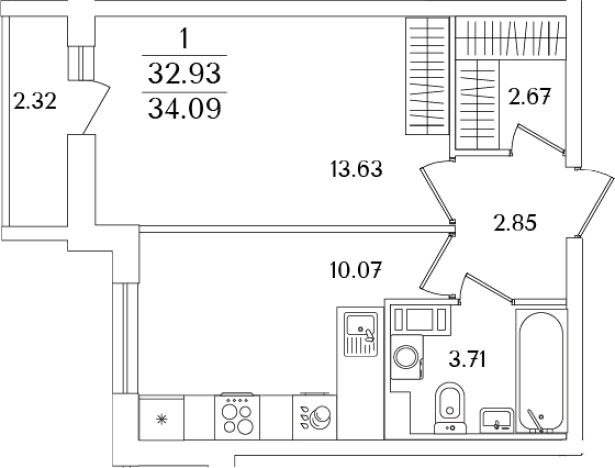 Купить однокомнатную квартиру на улице Тамбасова в Санкт-Петербурге. Вариант № 6713255, 0, площадь -  квм, цена 11158533 рублей