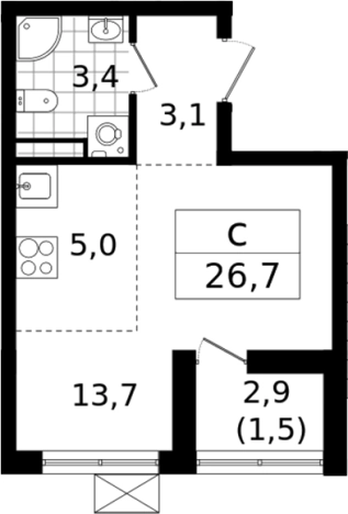 Купить Студию в Всеволожске. Вариант № 6211417, 0, площадь -  квм, цена 5445465 рублей