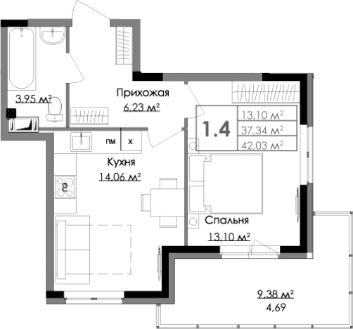 Купить однокомнатную квартиру в ЖК Малая Финляндия в Выборге. Вариант № 6868158, 0, площадь -  квм, цена 7506500 рублей