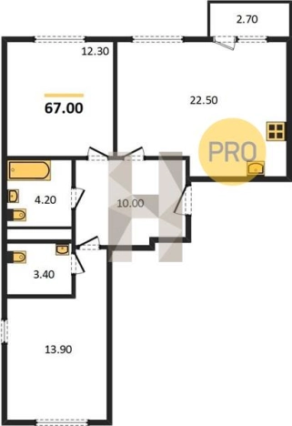 Купить двухкомнатную квартиру в новостройках в ЖК А14 в Ижевске. Вариант № 64741, 0, площадь -  квм, цена 4589000 рублей