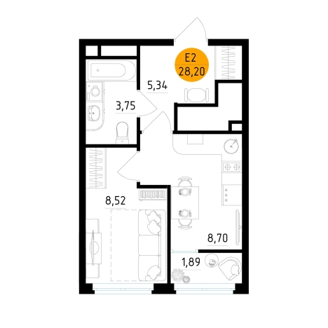 Купить однокомнатную квартиру в Рязанской области. Вариант № 154204, 0, площадь -  квм, цена 3947154 рублей