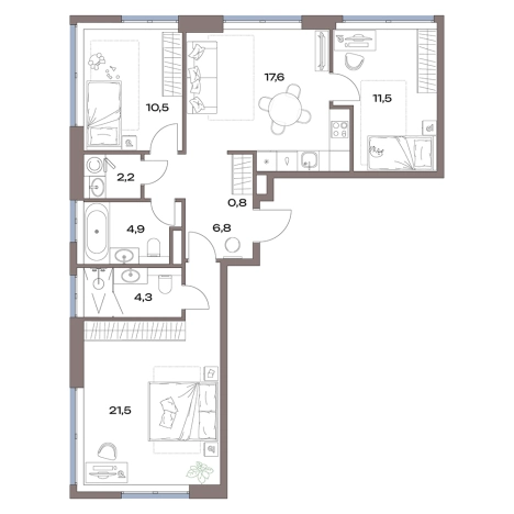 Купить квартиру в ЖК Акценты в Москве. Вариант № 8424012, 0, площадь -  квм, цена 30436655 рублей