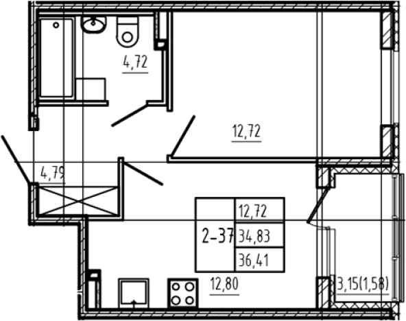 Купить однокомнатную квартиру в новостройках в Сертолове. Вариант № 6963901, 0, площадь -  квм, цена 6735850 рублей